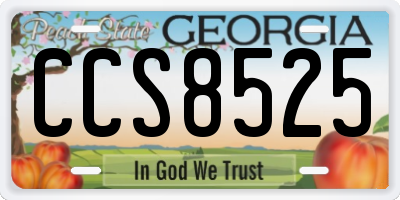 GA license plate CCS8525