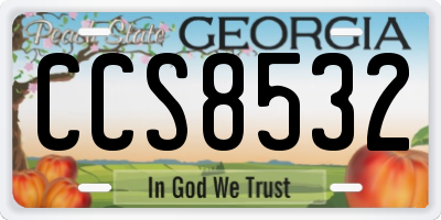 GA license plate CCS8532