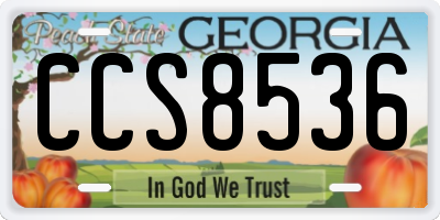 GA license plate CCS8536