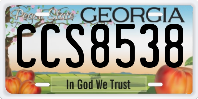 GA license plate CCS8538