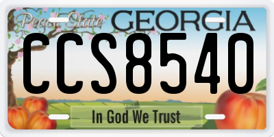 GA license plate CCS8540