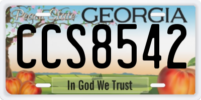 GA license plate CCS8542
