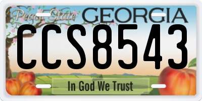 GA license plate CCS8543