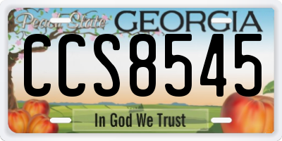 GA license plate CCS8545