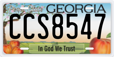 GA license plate CCS8547