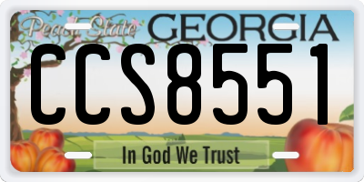 GA license plate CCS8551