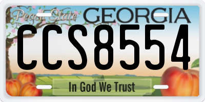 GA license plate CCS8554
