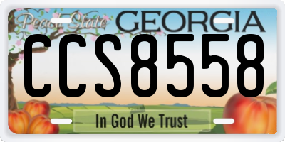 GA license plate CCS8558