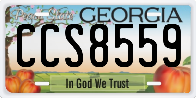 GA license plate CCS8559