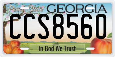GA license plate CCS8560