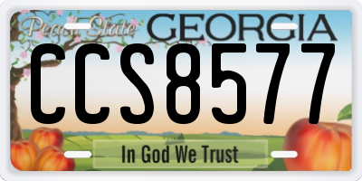 GA license plate CCS8577