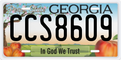 GA license plate CCS8609