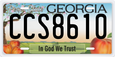 GA license plate CCS8610