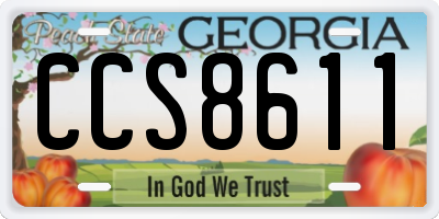 GA license plate CCS8611