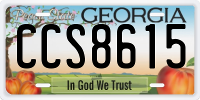 GA license plate CCS8615