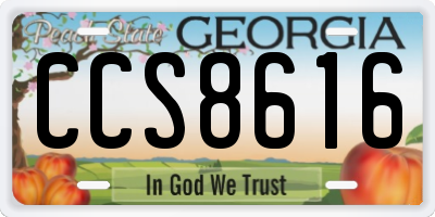 GA license plate CCS8616
