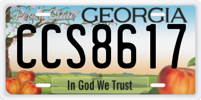 GA license plate CCS8617