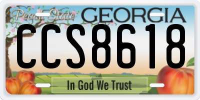 GA license plate CCS8618