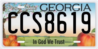 GA license plate CCS8619
