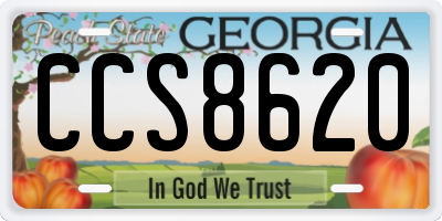 GA license plate CCS8620