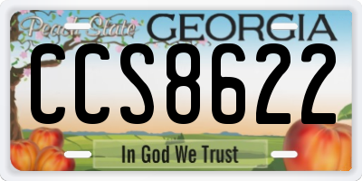 GA license plate CCS8622