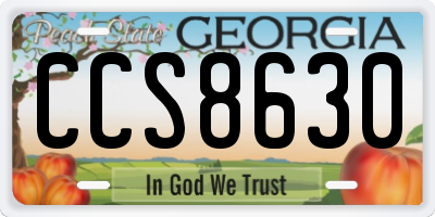 GA license plate CCS8630