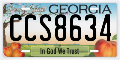 GA license plate CCS8634