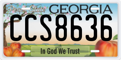 GA license plate CCS8636