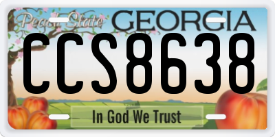 GA license plate CCS8638