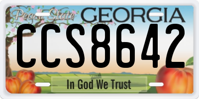 GA license plate CCS8642