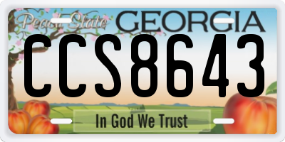 GA license plate CCS8643
