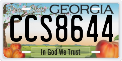 GA license plate CCS8644