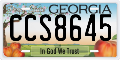 GA license plate CCS8645
