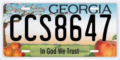 GA license plate CCS8647