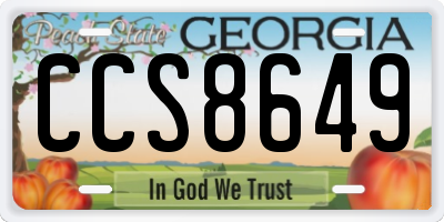 GA license plate CCS8649