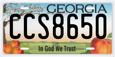 GA license plate CCS8650