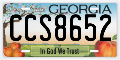 GA license plate CCS8652