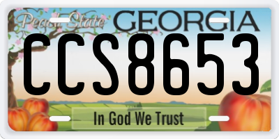GA license plate CCS8653