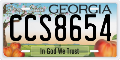 GA license plate CCS8654