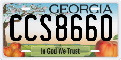 GA license plate CCS8660