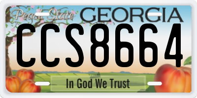 GA license plate CCS8664