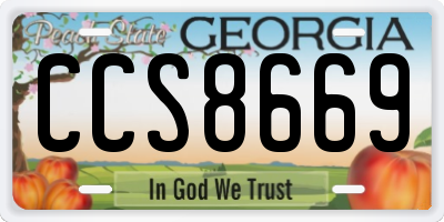 GA license plate CCS8669