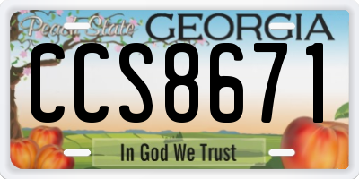 GA license plate CCS8671