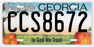 GA license plate CCS8672