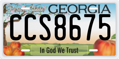 GA license plate CCS8675