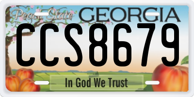 GA license plate CCS8679