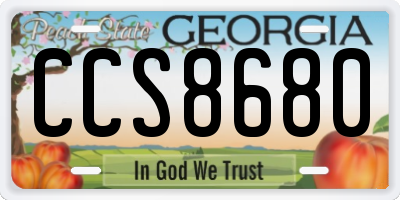 GA license plate CCS8680
