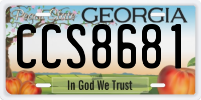 GA license plate CCS8681