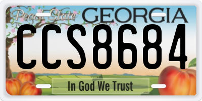 GA license plate CCS8684