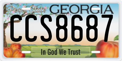 GA license plate CCS8687